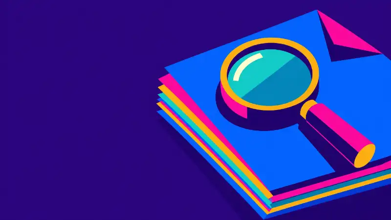 A brass loupe on a stack of cream pages with one corner folded, for verification as the real cost of a content engine.