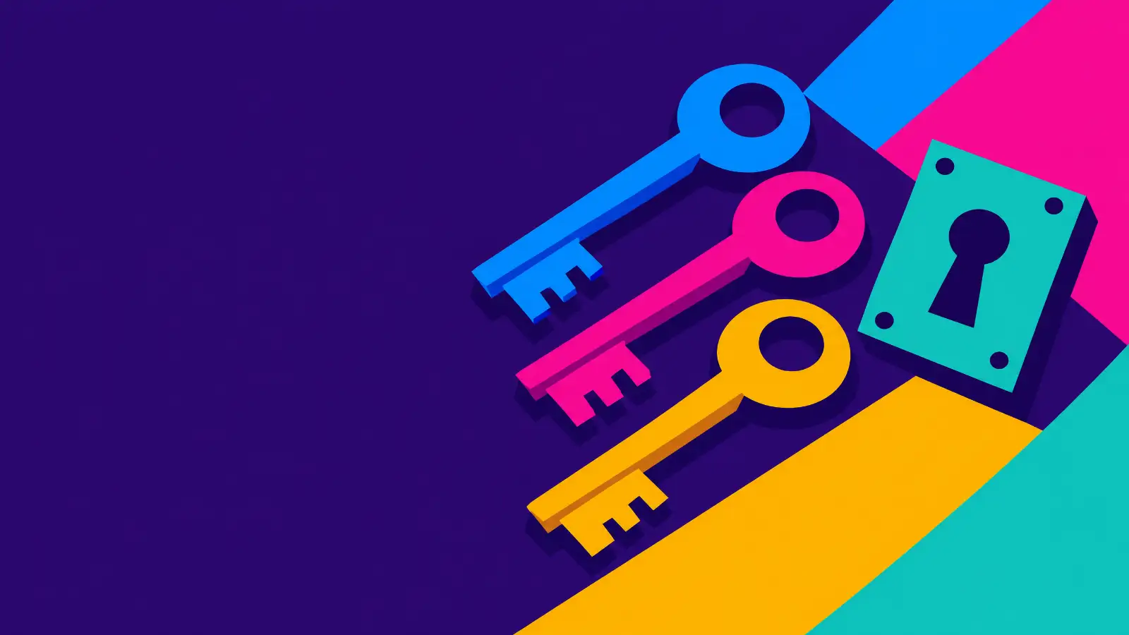 Three steel keys beside a small brass lock plate on cream paper, for agreeing ownership before an AI automation agency starts.