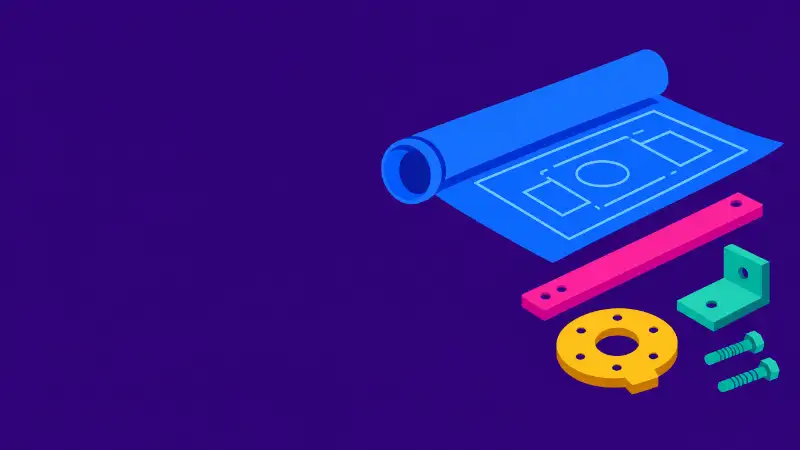 A rolled cream blueprint beside loose steel parts never assembled, for strategy that stops before anything is built.