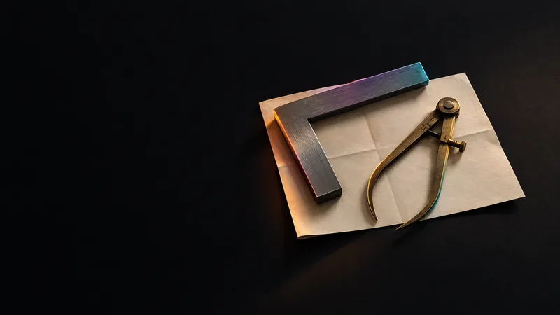 A steel square and brass calipers on a folded cream schematic, for go-to-market work built with engineering precision.